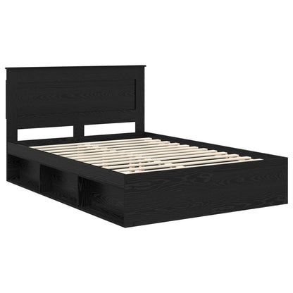Bed Frame with Headboard Black 150 x 200 cm Solid Pine Wood