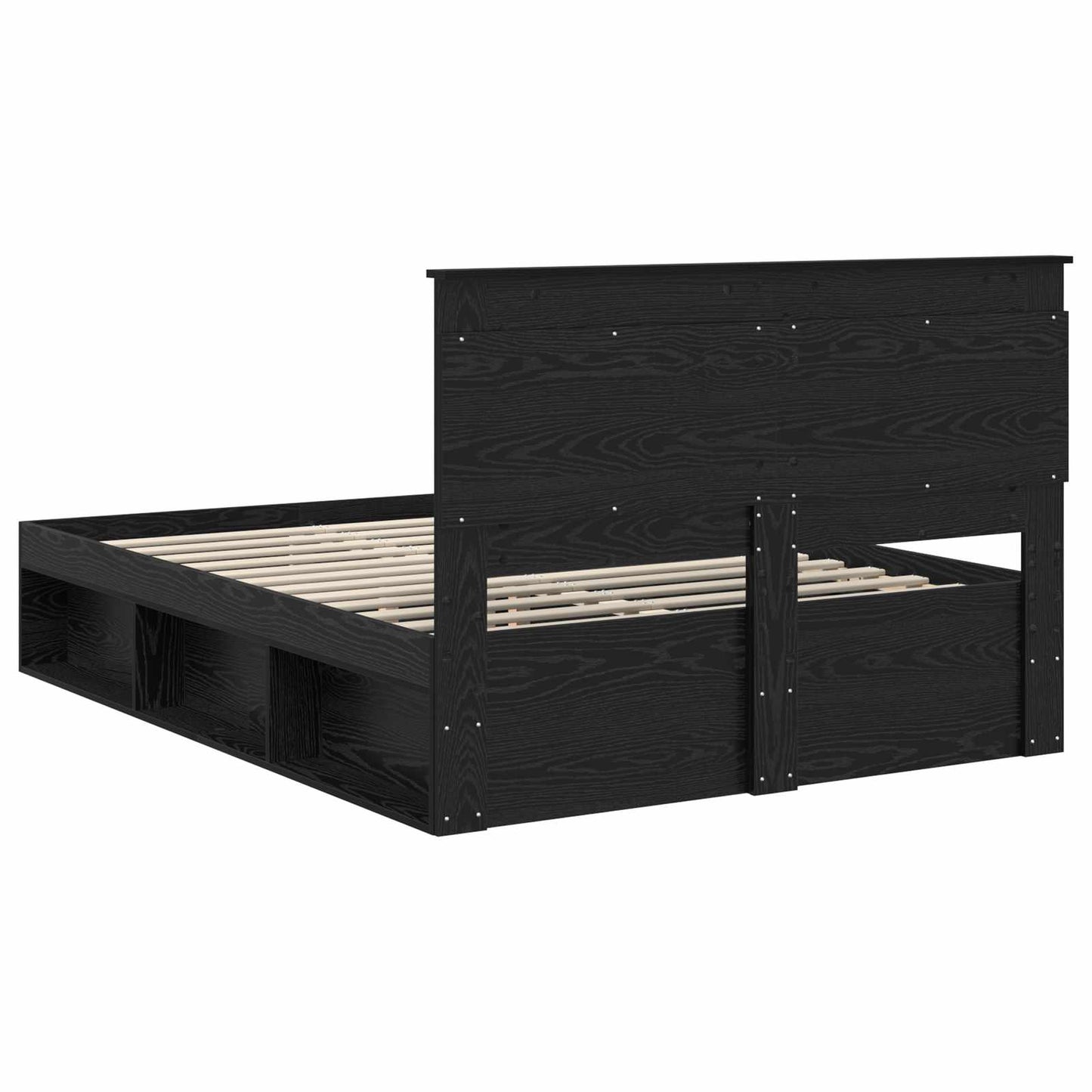 Bed Frame with Headboard Black 150 x 200 cm Solid Pine Wood