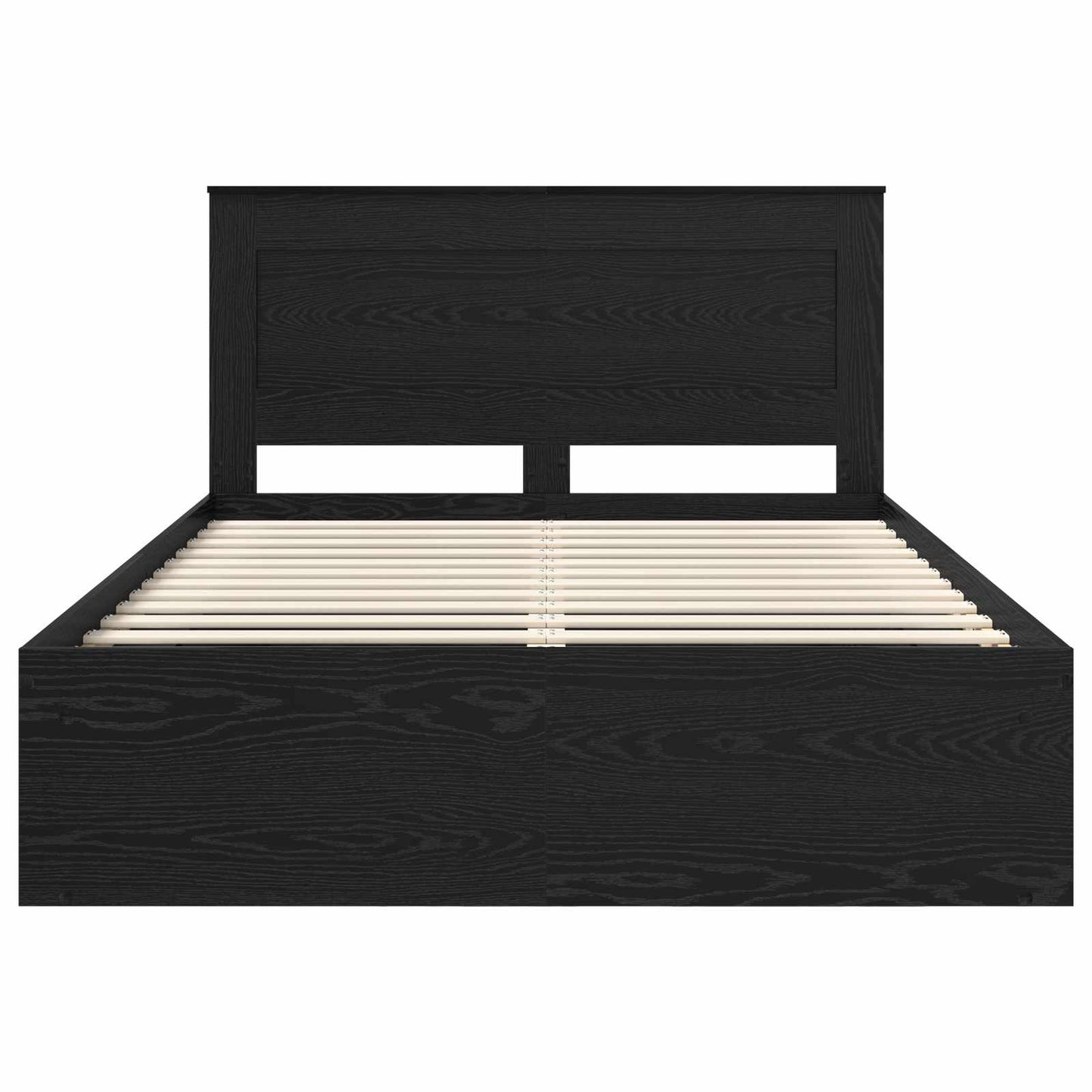 Bed Frame with Headboard Black 150 x 200 cm Solid Pine Wood