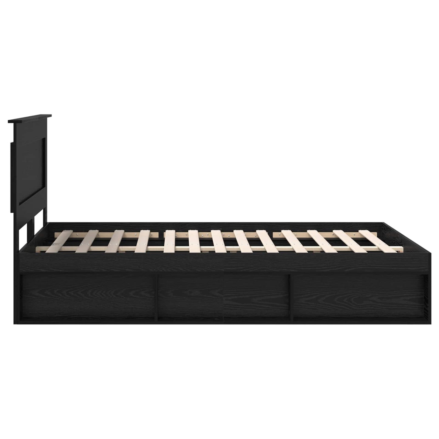 Bed Frame with Headboard Black 150 x 200 cm Solid Pine Wood