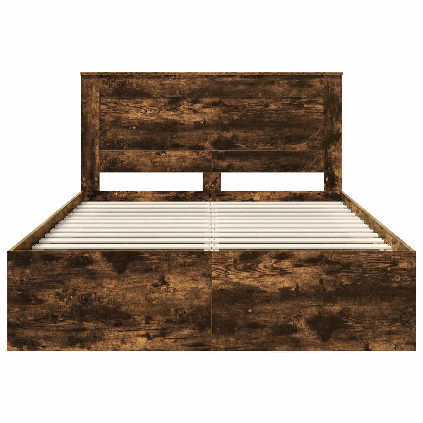 Bed Frame with Drawer Smoked Oak 150 x 200 cm Solid Pine Wood