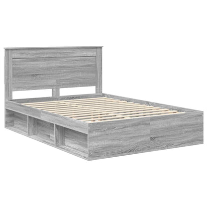Bed Frame Grey Sonoma 140 x 190 cm Solid Pine Wood