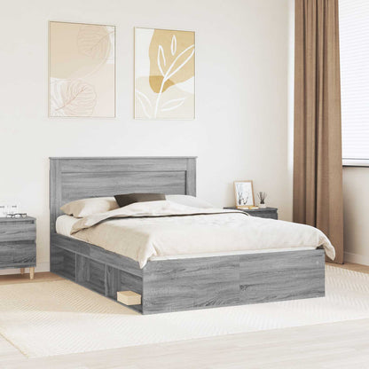 Bed Frame Grey Sonoma 140 x 200 cm Solid Pine Wood