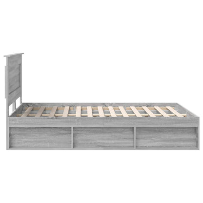 Bed Frame Grey Sonoma 140 x 200 cm Solid Pine Wood