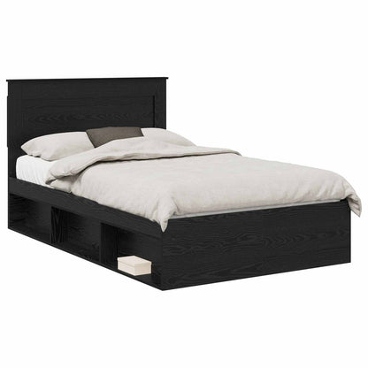 Bed Frame with Headboard Black 135 x 190 cm Solid Pine Wood