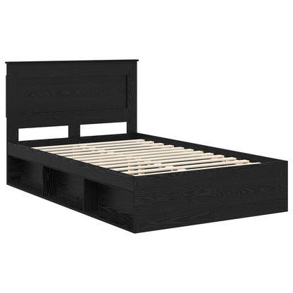 Bed Frame with Headboard Black 135 x 190 cm Solid Pine Wood