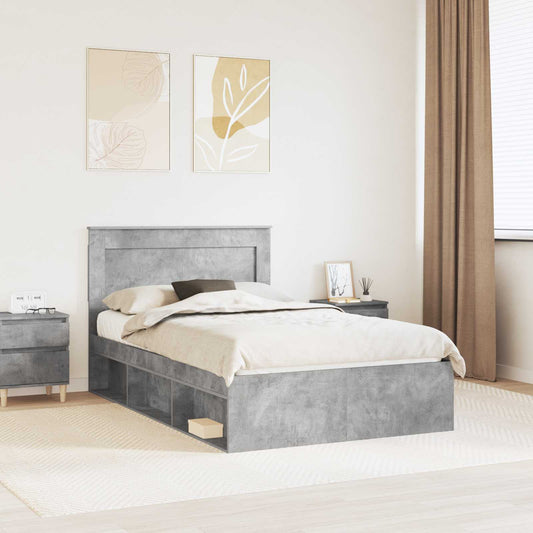 Bed Frame Plain Concerte Grey 135 x 190 cm Solid Pine Wood
