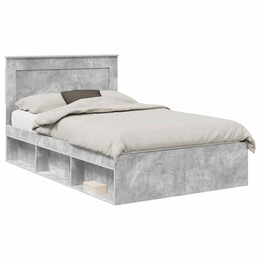 Bed Frame Plain Concerte Grey 135 x 190 cm Solid Pine Wood