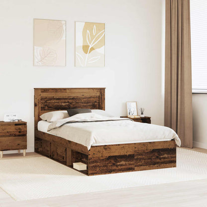 Bed Frame with Headboard Old Wood 135 x 190 cm Solid Pine Wood
