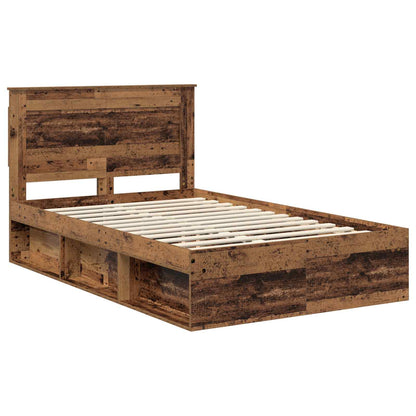 Bed Frame with Headboard Old Wood 135 x 190 cm Solid Pine Wood