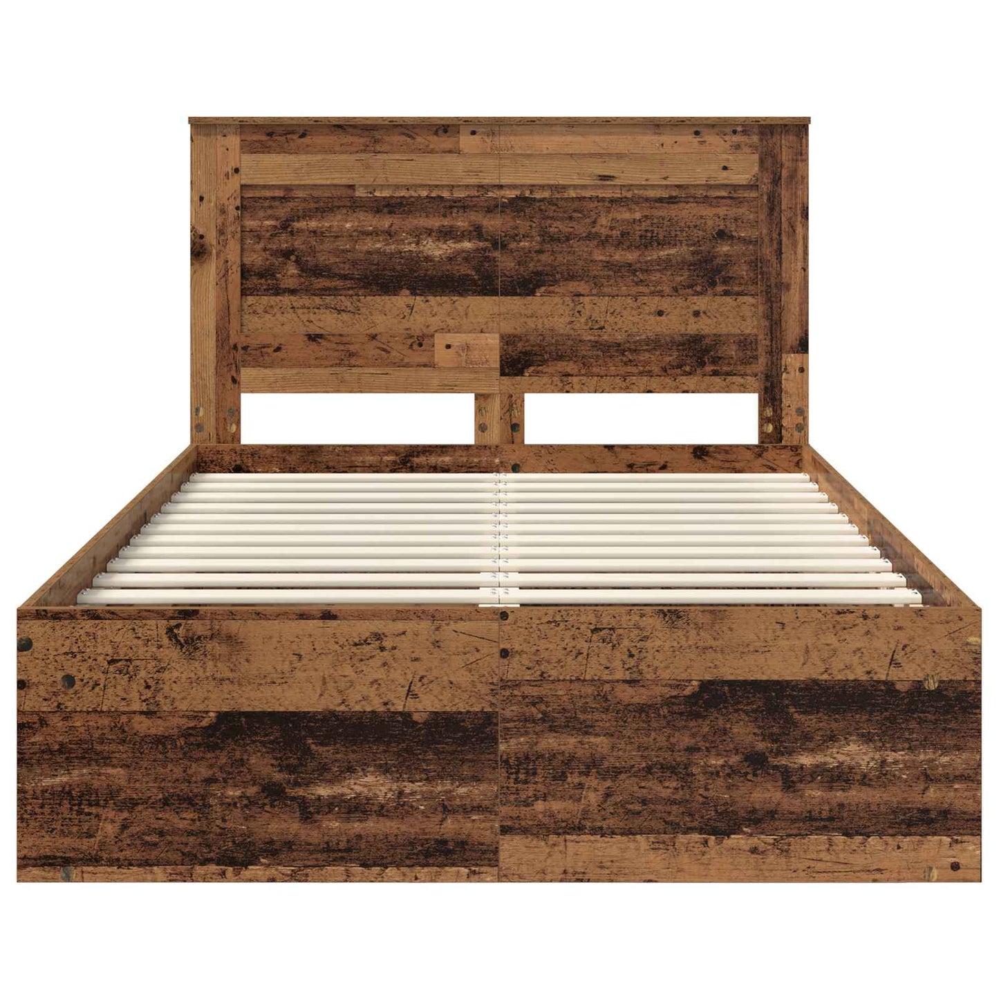 Bed Frame with Headboard Old Wood 135 x 190 cm Solid Pine Wood