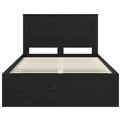 Bed Frame with Drawer Plain Black 120 x 190 cm Solid Pine Wood