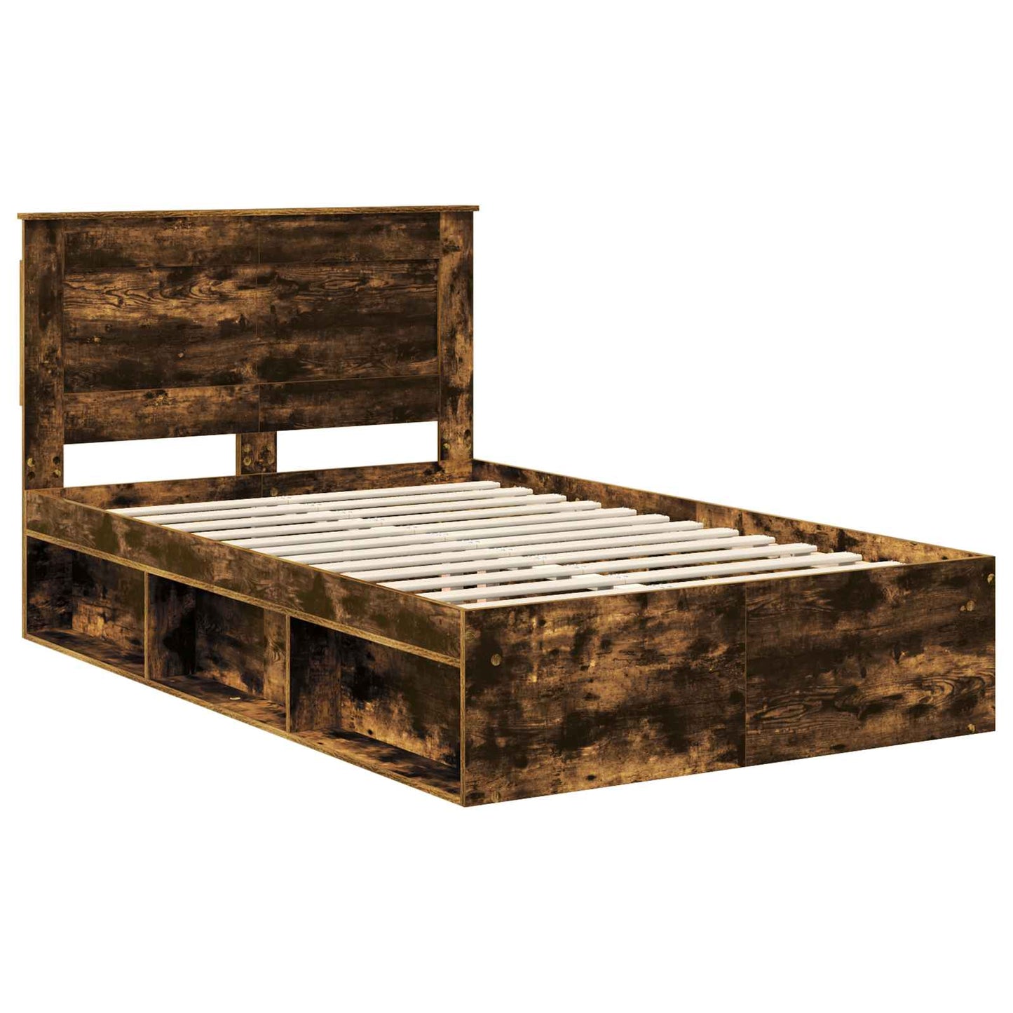 Bed Frame Smoked Oak 120 x 200 cm Solid Pine Wood