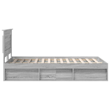 Bed Frame Grey Sonoma 120 x 200 cm Solid Pine Wood