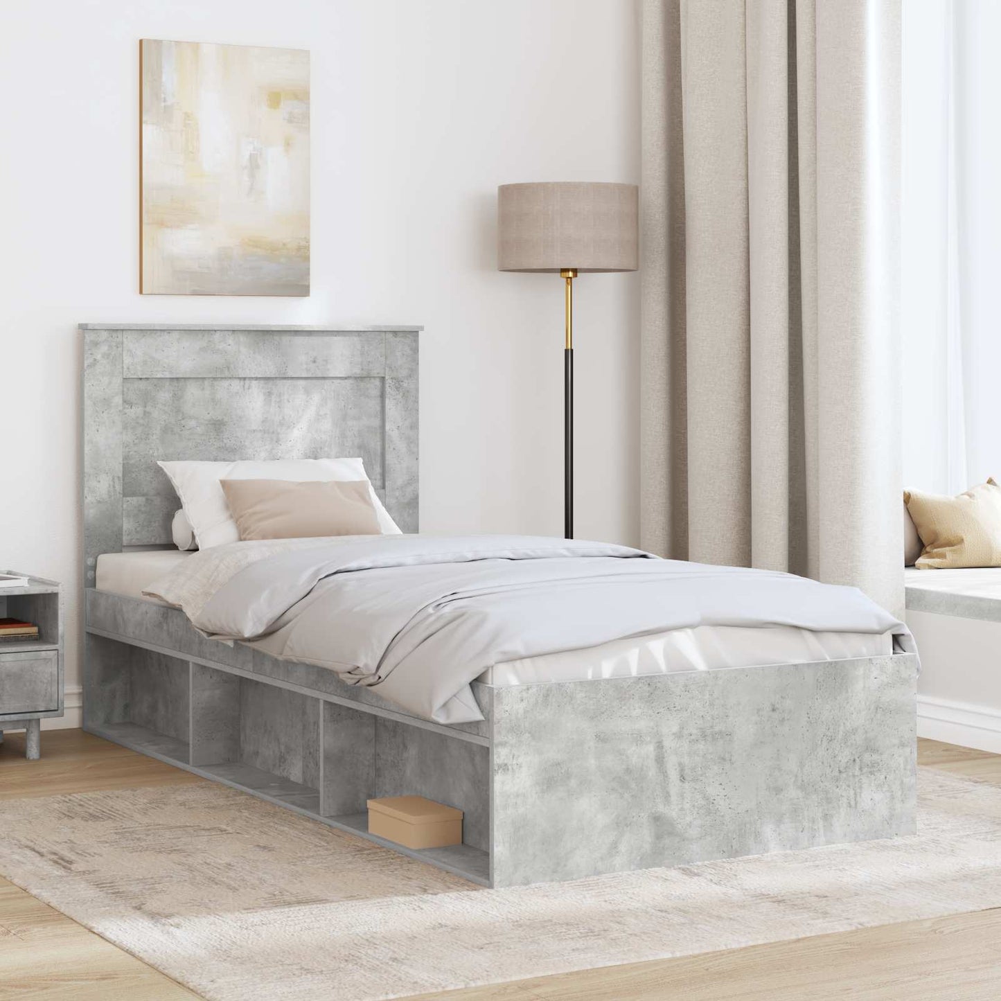 Bed Frame Concerte Grey 100 x 200 cm Solid Pine Wood