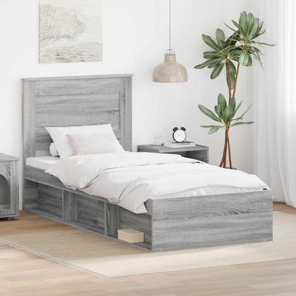Bed Frame Grey Sonoma 100 x 200 cm Solid Pine Wood