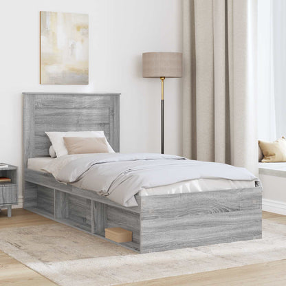 Bed Frame Grey Sonoma 100 x 200 cm Solid Pine Wood