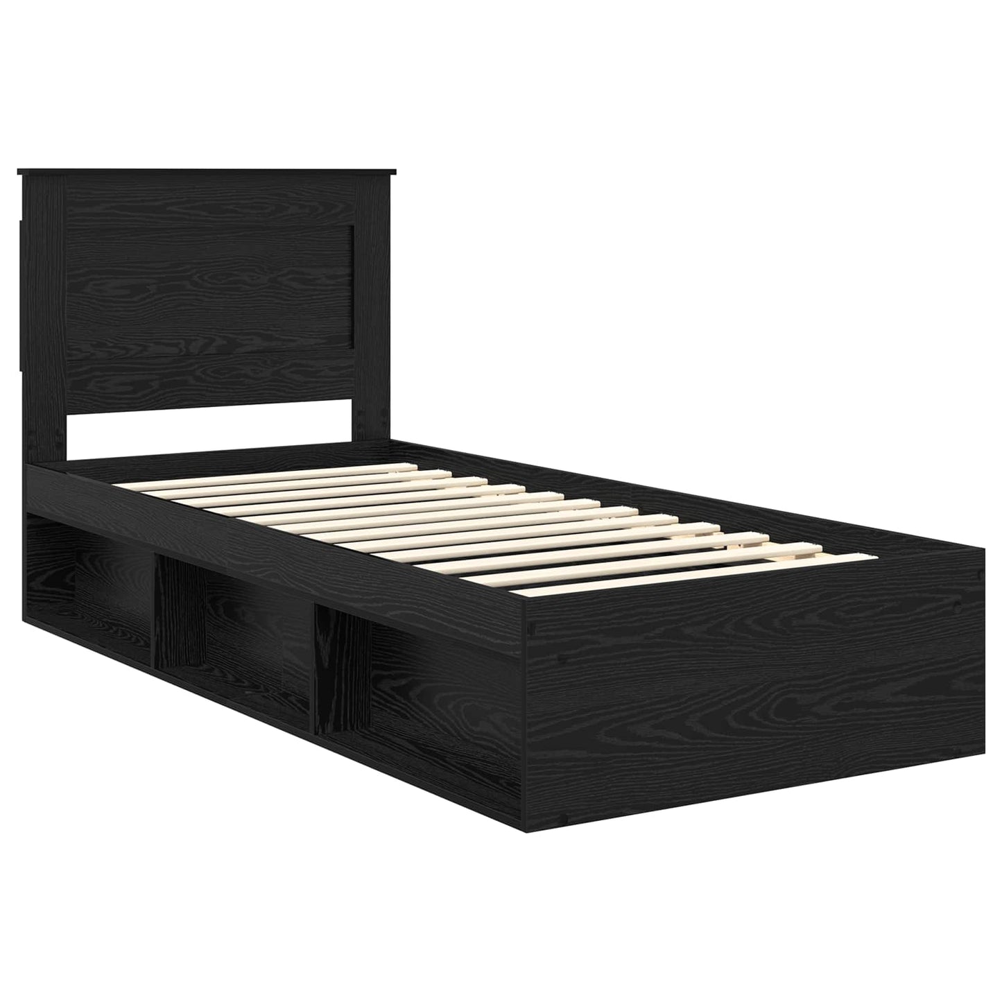 Bed Frame with Headboard Black 90 x 190 cm Solid Pine Wood