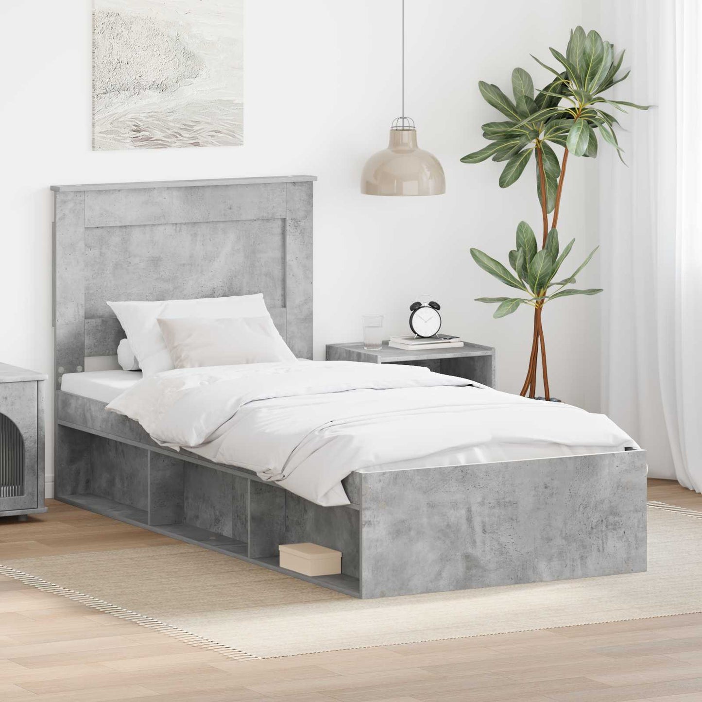 Bed Frame with Drawer Concerte Grey 90 x 190 cm Solid Pine Wood