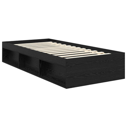 Bed Frame with Headboard Black 90 x 200 cm Solid Pine Wood