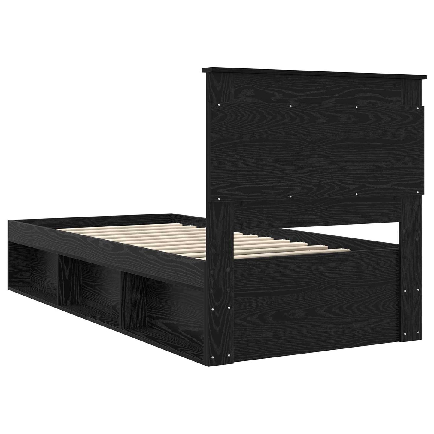 Bed Frame with Headboard Black 90 x 200 cm Solid Pine Wood