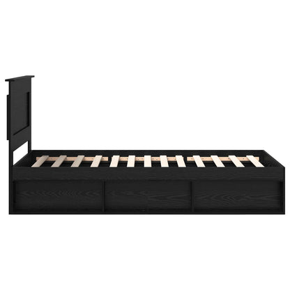 Bed Frame with Headboard Black 90 x 200 cm Solid Pine Wood