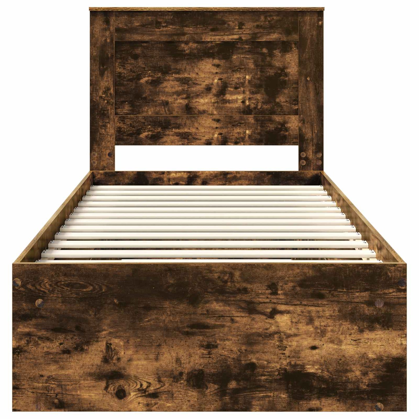 Bed Frame with Headboard Smoked Oak 90 x 200 cm Solid Pine Wood