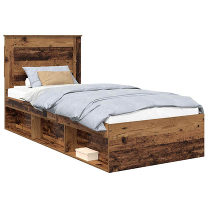 Bed Frame with Headboard Old Wood 90 x 200 cm Solid Pine Wood