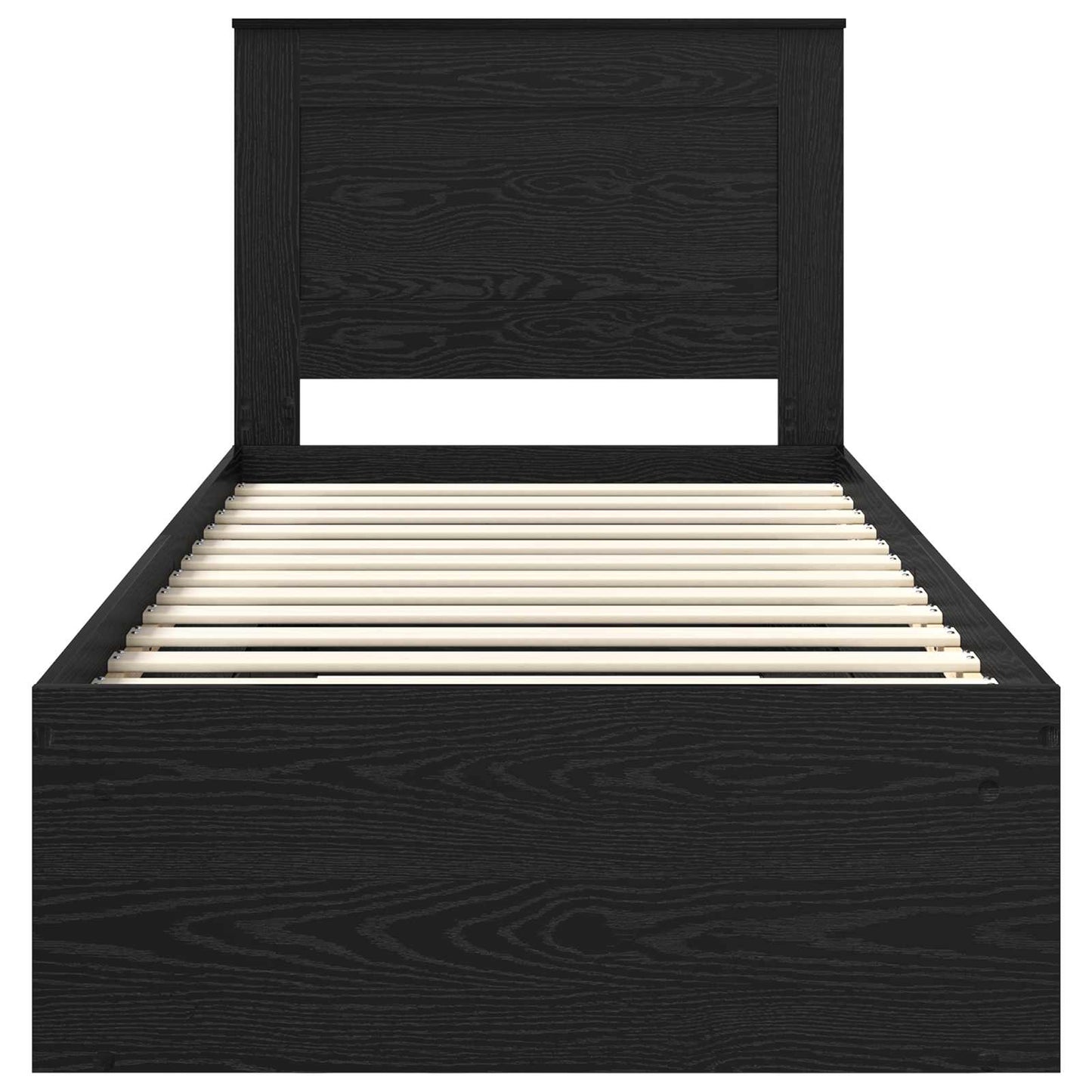 Bed Frame with Headboard Black 75 x 190 cm Solid Pine Wood