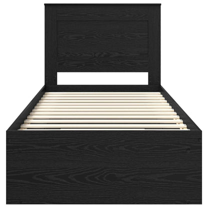 Bed Frame with Headboard Black 75 x 190 cm Solid Pine Wood