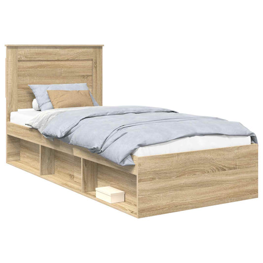 Bed Frame with Drawer Sonoma Oak 75 x 190 cm Solid Pine Wood