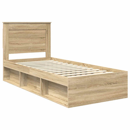 Bed Frame with Headboard Sonoma Oak 75 x 190 cm Solid Pine Wood