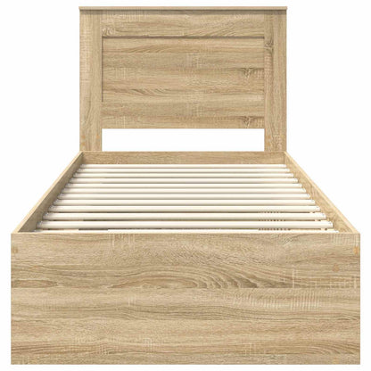 Bed Frame with Headboard Sonoma Oak 75 x 190 cm Solid Pine Wood
