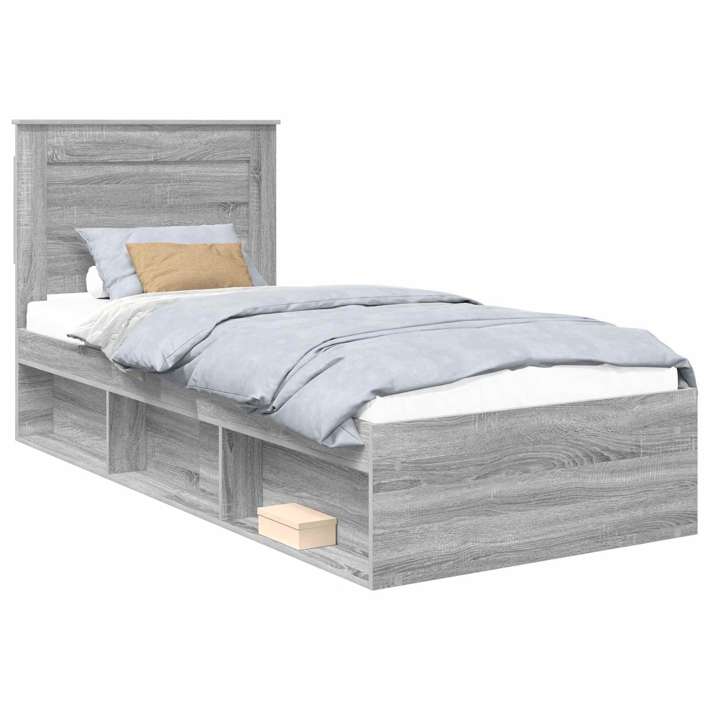 Bed Frame with Drawer Grey Sonoma 75 x 190 cm Solid Pine Wood