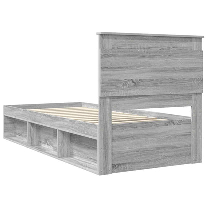 Bed Frame with Drawer Grey Sonoma 75 x 190 cm Solid Pine Wood