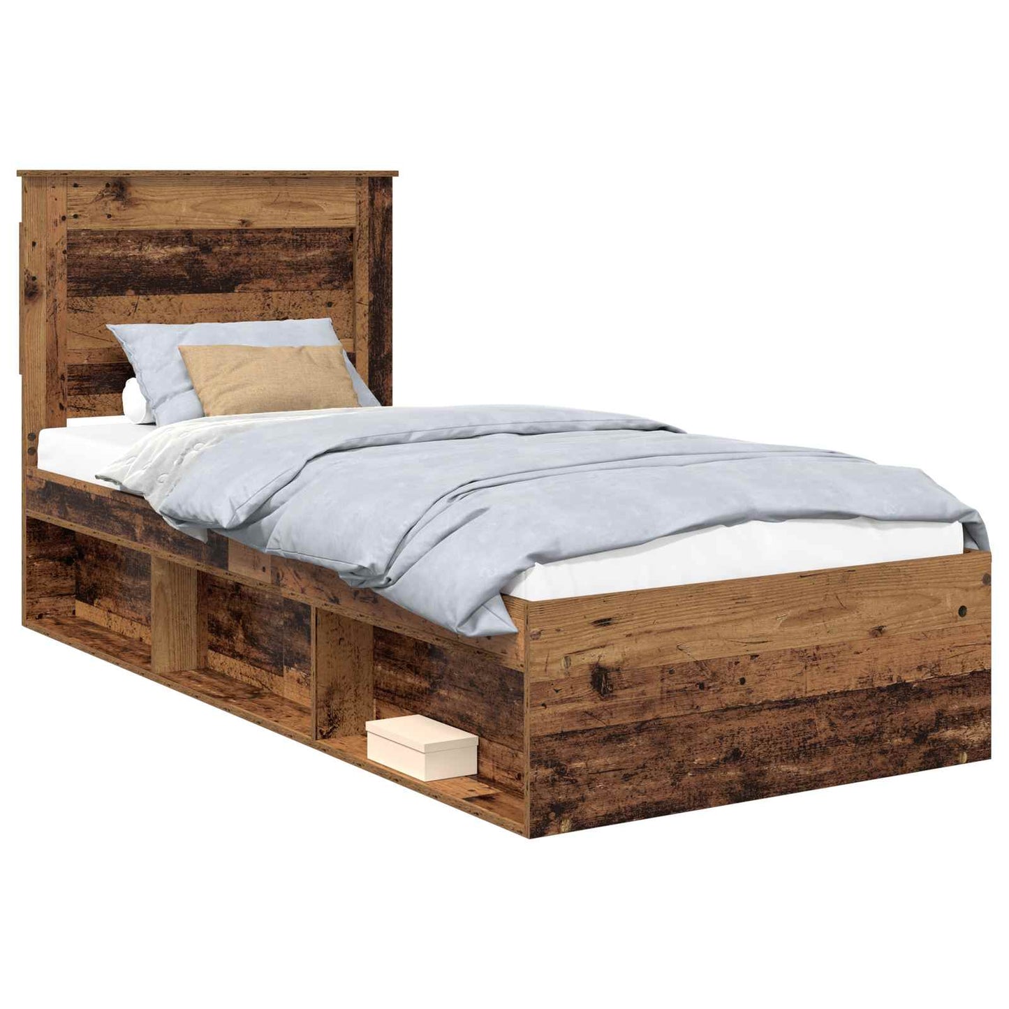 Bed Frame with Headboard Old Wood 75 x 190 cm Solid Pine Wood