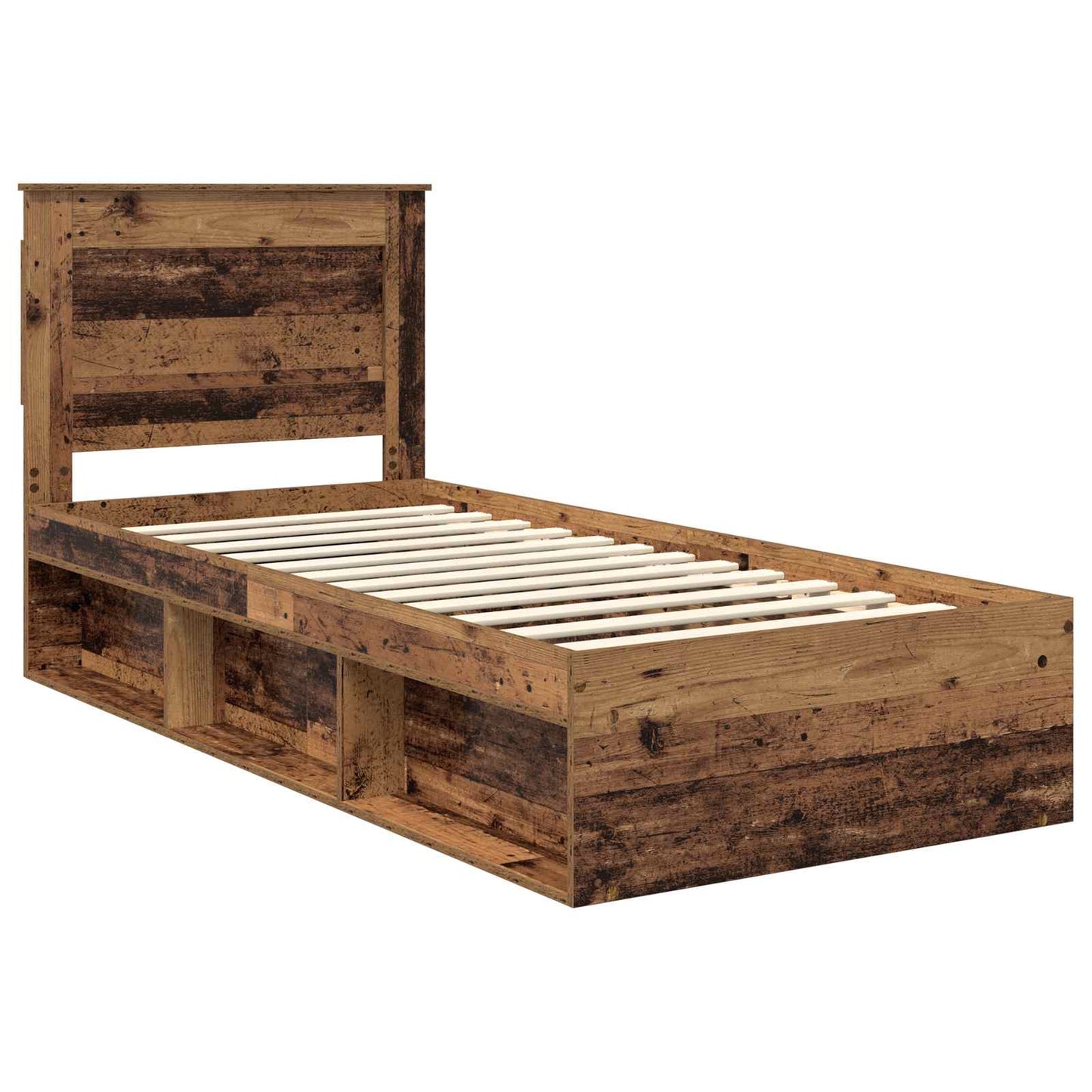 Bed Frame with Headboard Old Wood 75 x 190 cm Solid Pine Wood