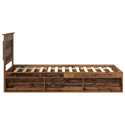 Bed Frame with Headboard Old Wood 75 x 190 cm Solid Pine Wood