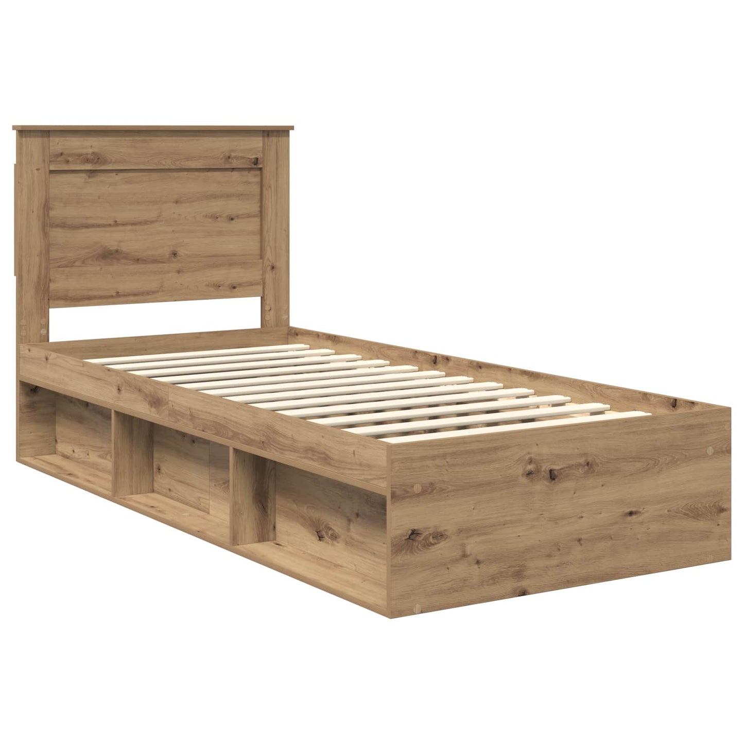 Bed Frame Artisian Oak 75 x 190 cm Solid Pine Wood