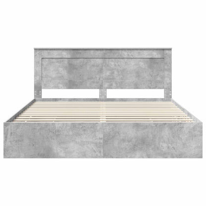 Bed Frame with Drawer Concrete Grey 200 x 200 cm Engineer Wood