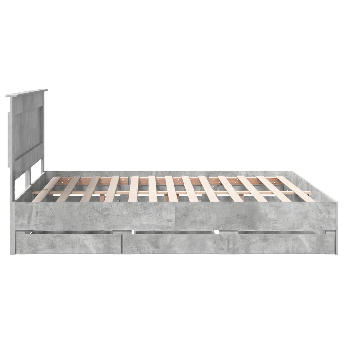 Bed Frame with Drawer Concrete Grey 180 x 200 cm Engineer Wood