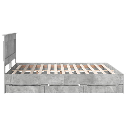 Bed Frame with Drawer Concrete Grey 180 x 200 cm Engineer Wood