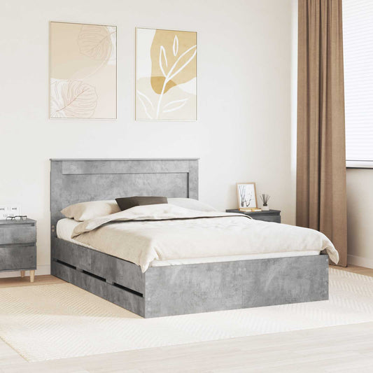 Bed Frame with Drawer Concrete Grey 160 x 200 cm Engineer Wood