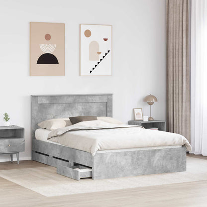 Bed Frame with Drawer Concrete Grey 160 x 200 cm Engineer Wood