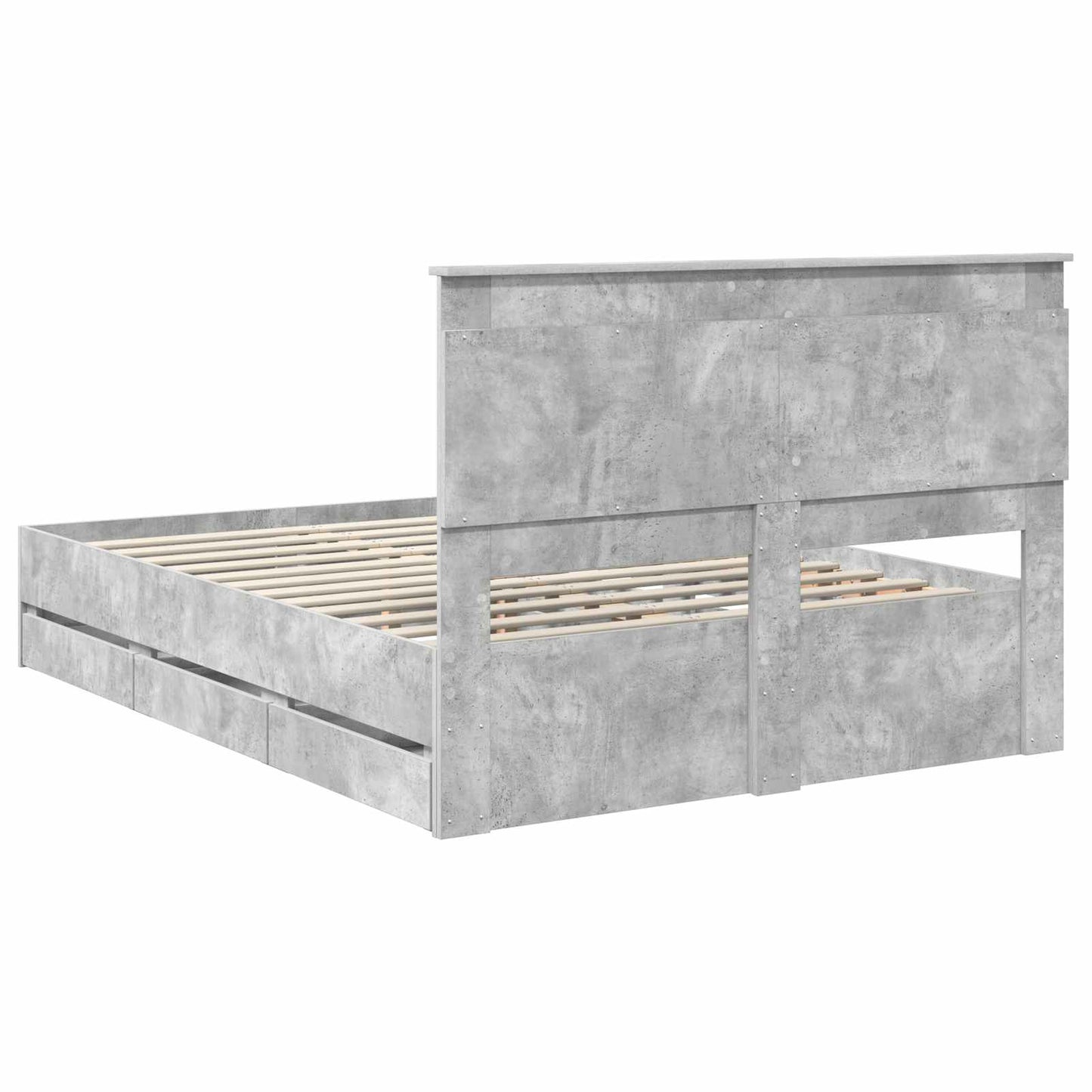 Bed Frame with Drawer Concrete Grey 160 x 200 cm Engineer Wood