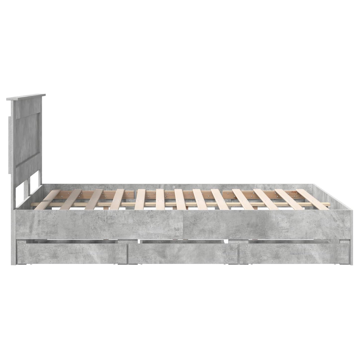 Bed Frame with Drawer Concrete Grey 160 x 200 cm Engineer Wood
