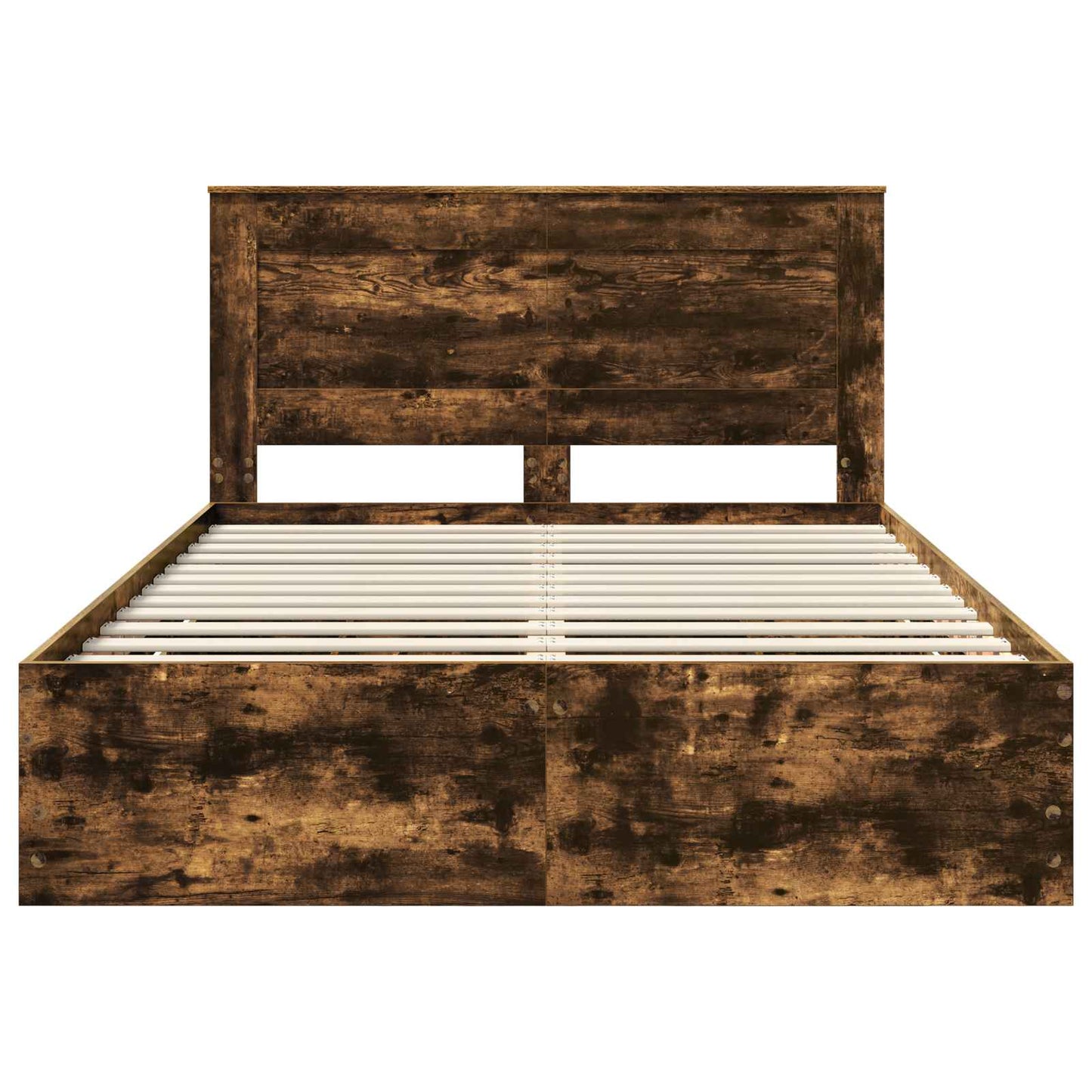 Bed Frame with Drawer Smoked Oak 160 x 200 cm Engineer Wood