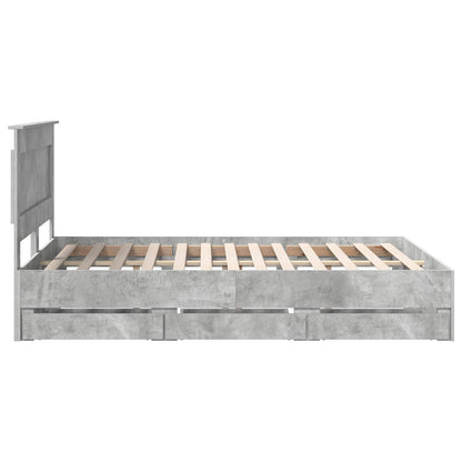 Bed Frame with Drawer Concrete Grey 150 x 200 cm Engineer Wood