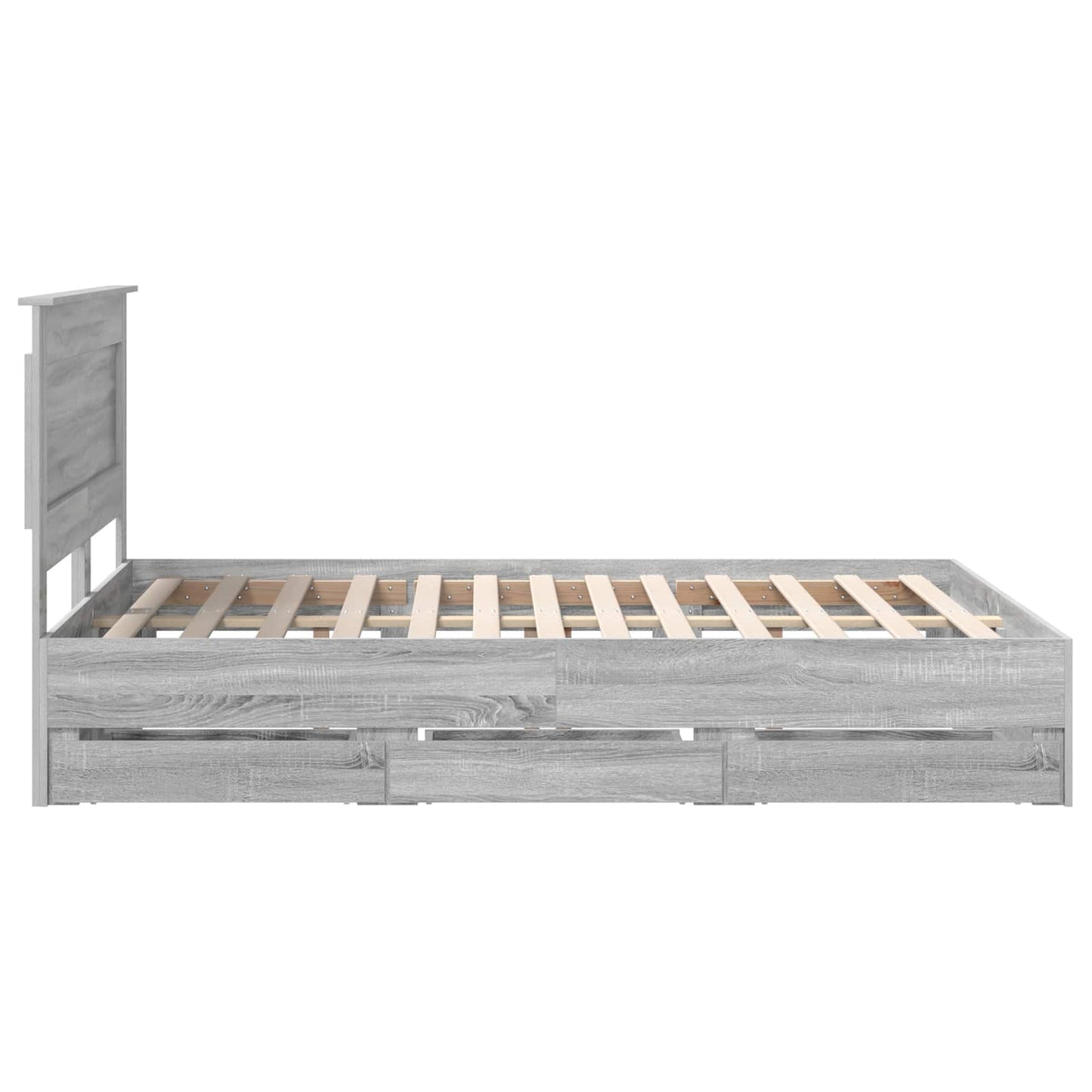 Bed Frame with Drawer Grey Sonoma 140 x 190 cm Engineer Wood