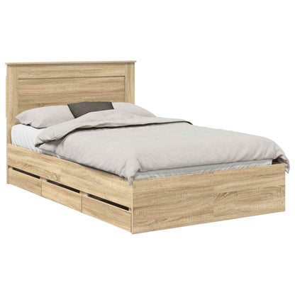 Bed Frame with Drawer Sonoma Oak 120 x 190 cm Engineer Wood
